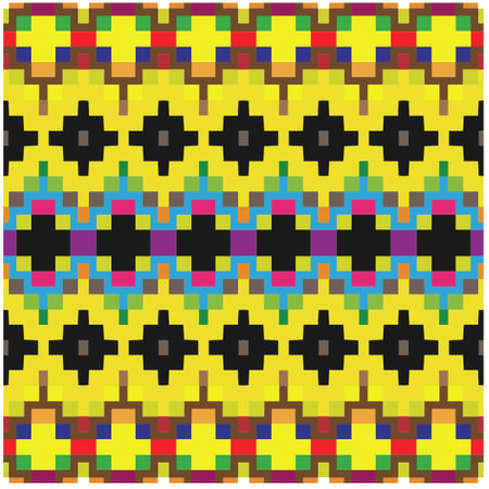 Vector geometric ornament in ethnic style. Seamless pattern with abstract shapes, repeat tiles....