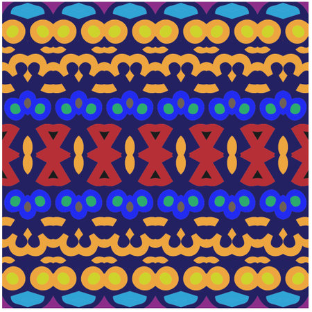 Vector geometric ornament in ethnic style. Seamless pattern with abstract shapes, repeat tiles....