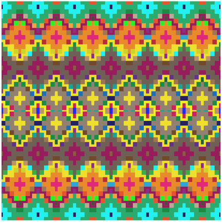 Vector geometric ornament in ethnic style. Seamless pattern with abstract shapes, repeat tiles....
