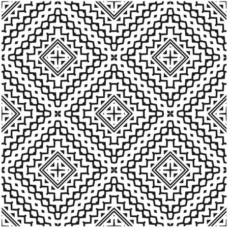 Vector geometric ornament in ethnic style. Seamless pattern with abstract shapes, repeat tiles. Repeating pattern for decor, fabric, textile and fabric.のイラスト素材