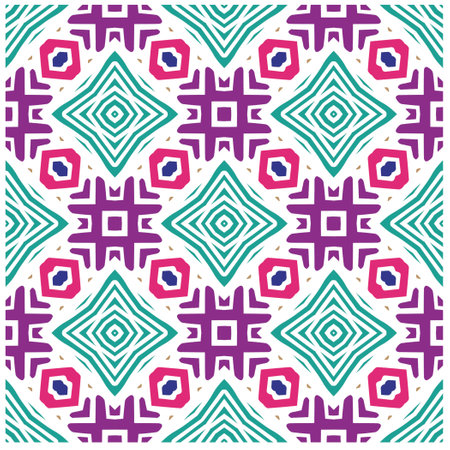 Vector geometric ornament in ethnic style. Seamless pattern with abstract shapes, repeat tiles....