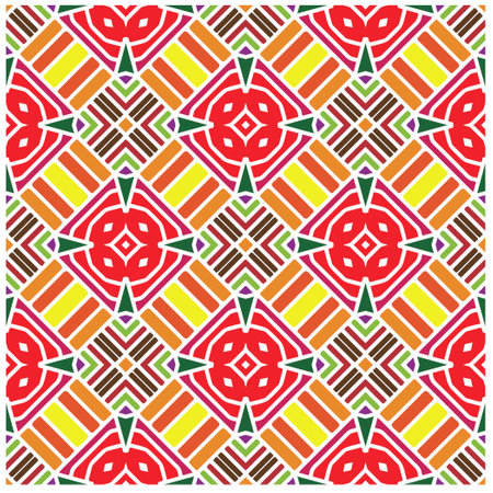 Vector geometric ornament in ethnic style. Seamless pattern with abstract shapes, repeat tiles....