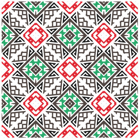 Vector geometric ornament in ethnic style. Seamless pattern with abstract shapes, repeat tiles....
