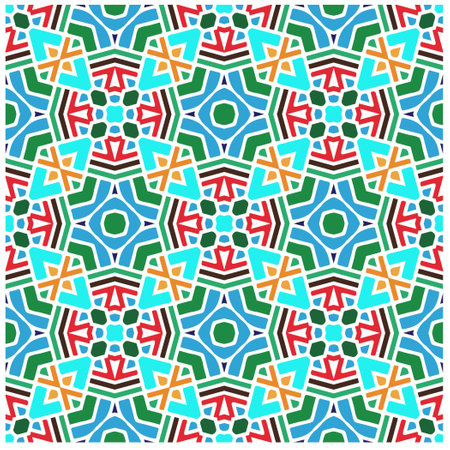 Vector geometric ornament in ethnic style. Seamless pattern with abstract shapes, repeat tiles....