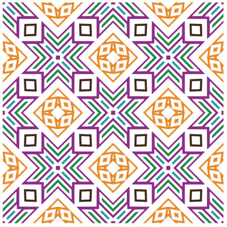 Vector geometric ornament in ethnic style. Seamless pattern with abstract shapes, repeat tiles....