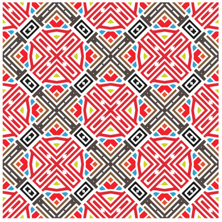 Vector geometric ornament in ethnic style. Seamless pattern with abstract shapes, repeat tiles....