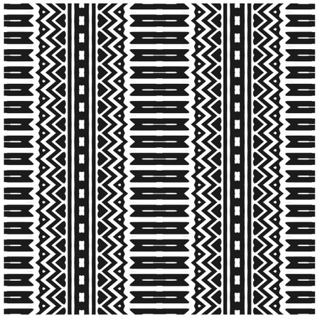 Vector geometric ornament in ethnic style. Seamless pattern with abstract shapes,Black and white...