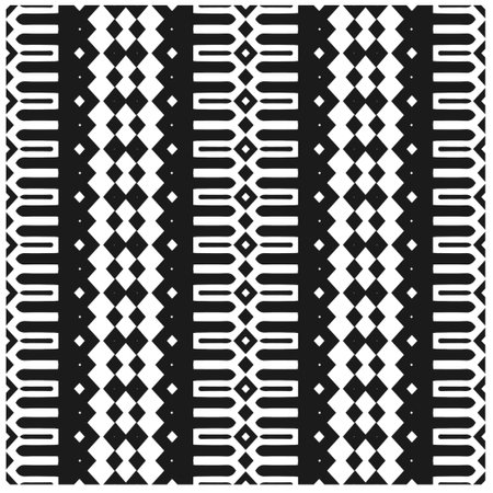 Vector geometric ornament in ethnic style. Seamless pattern with abstract shapes,Black and white...
