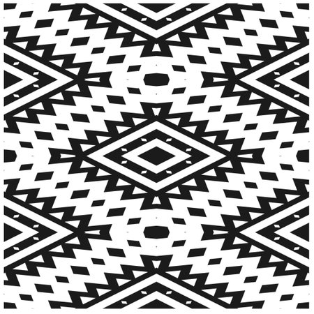 Vector geometric seamless pattern. Minimal ornamental background with abstract shapes. Black and...