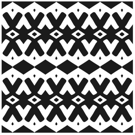 Vector geometric seamless pattern. Minimal ornamental background with abstract shapes. Black and...