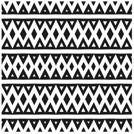 Vector geometric seamless pattern. Minimal ornamental background with abstract shapes. Black and...
