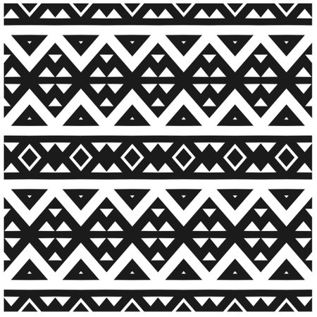 Vector geometric seamless pattern. Minimal ornamental background with abstract shapes. Black and...