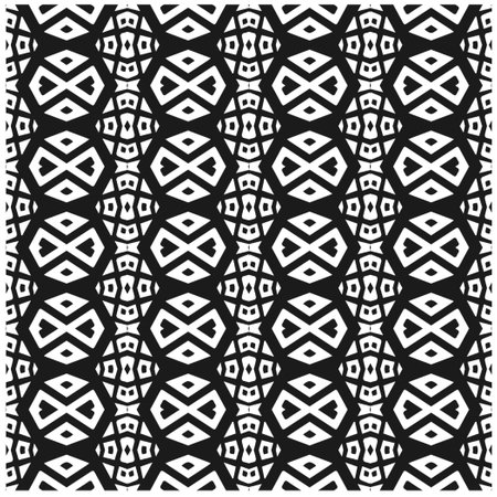 Vector geometric seamless pattern. Minimal ornamental background with abstract shapes. Black and...