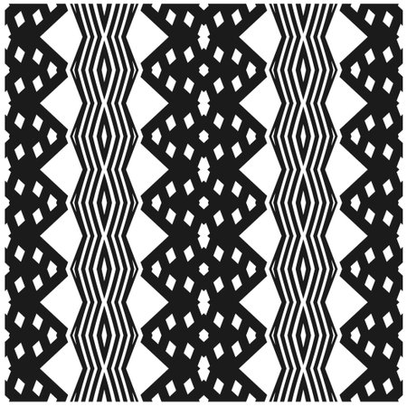 Vector geometric seamless pattern. Minimal ornamental background with abstract shapes. Black and...