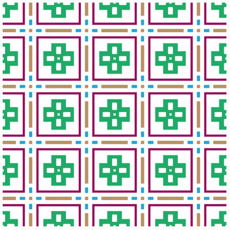 Seamless vector background with repeat pattern.Abstract ethnic rug ornamental seamless pattern.Perfect for fashion, textile design, cute themed fabric, on wall paper, wrapping paper and home decor.のイラスト素材