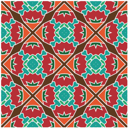 Seamless vector background with repeat pattern.Abstract ethnic rug ornamental seamless pattern.Perfect for fashion, textile design, cute themed fabric, on wall paper, wrapping paper and home decor.のイラスト素材