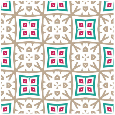 Seamless vector background with repeat pattern.Abstract ethnic rug ornamental seamless pattern.Perfect for fashion, textile design, cute themed fabric, on wall paper, wrapping paper and home decor.のイラスト素材