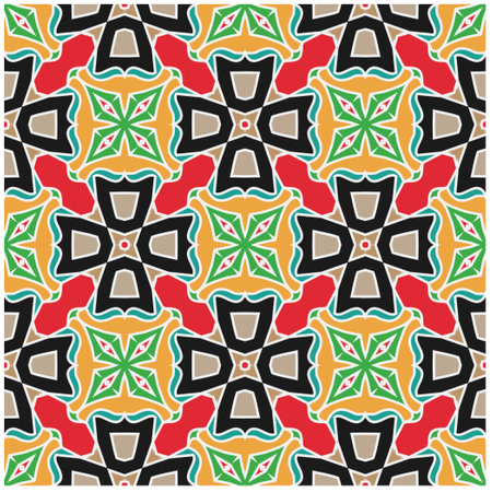 Seamless vector background with repeat pattern.Abstract ethnic rug ornamental seamless pattern.Perfect for fashion, textile design, cute themed fabric, on wall paper, wrapping paper and home decor.のイラスト素材