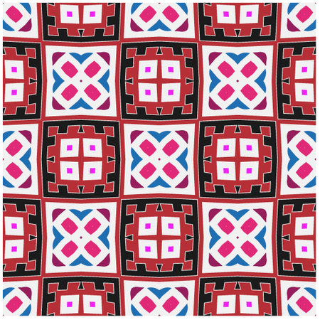 Seamless vector background with repeat pattern.Abstract ethnic rug ornamental seamless pattern.Perfect for fashion, textile design, cute themed fabric, on wall paper, wrapping paper and home decor.のイラスト素材
