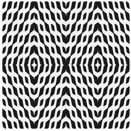 Vector monochrome pattern, Abstract texture for fabric print, card, table cloth, furniture, banner, cover, invitation, decoration, wrapping.seamless repeating pattern.Black and white color.のイラスト素材