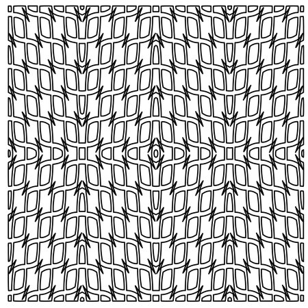 Stylish texture with figures from lines.Abstract geometric black and white pattern for web page, textures, card, poster, fabric, textile. Monochrome graphic repeating design.のイラスト素材