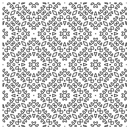 Stylish texture with figures from lines.Abstract geometric black and white pattern for web page, textures, card, poster, fabric, textile. Monochrome graphic repeating design.のイラスト素材