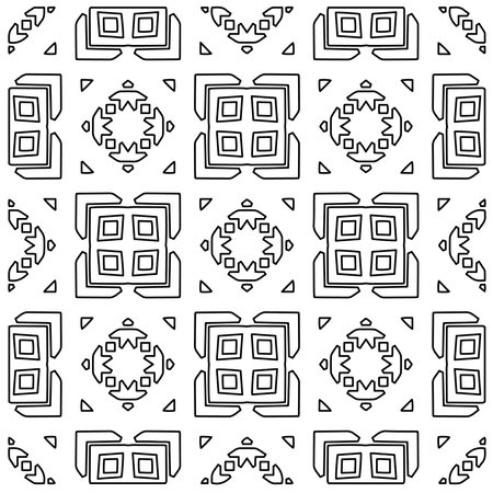 Stylish texture with figures from lines.Abstract geometric black and white pattern for web page, textures, card, poster, fabric, textile. Monochrome graphic repeating design.のイラスト素材