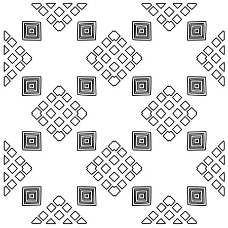 Stylish texture with figures from lines.Abstract geometric black and white pattern for web page, textures, card, poster, fabric, textile. Monochrome graphic repeating design.のイラスト素材