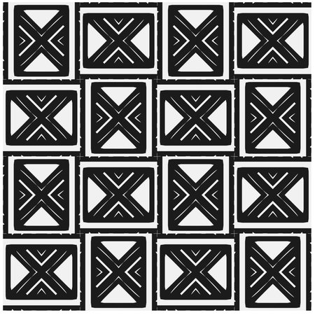 Vector monochrome pattern, Abstract texture for fabric print, card, table cloth, furniture, banner, cover, invitation, decoration, wrapping.seamless repeating pattern.Black and white color.のイラスト素材