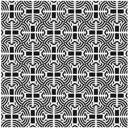 Vector monochrome pattern, Abstract texture for fabric print, card, table cloth, furniture, banner, cover, invitation, decoration, wrapping.seamless repeating pattern.Black and white color.のイラスト素材