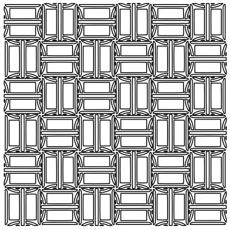 Stylish texture with figures from lines.Abstract geometric black and white pattern for web page, textures, card, poster, fabric, textile. Monochrome graphic repeating design.のイラスト素材