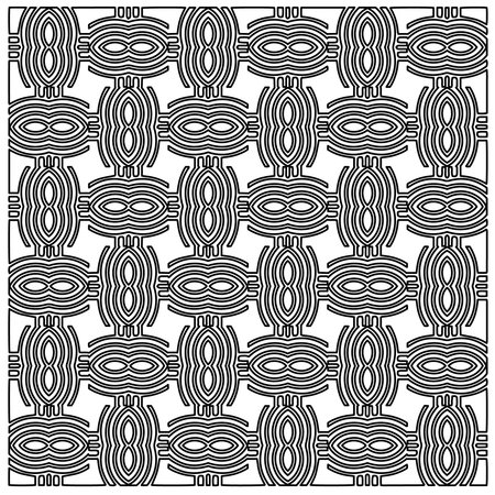 Stylish texture with figures from lines.Abstract geometric black and white pattern for web page, textures, card, poster, fabric, textile. Monochrome graphic repeating design.のイラスト素材