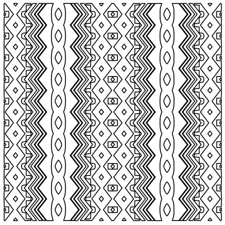 Stylish texture with figures from lines.Abstract geometric black and white pattern for web page, textures, card, poster, fabric, textile. Monochrome graphic repeating design.のイラスト素材