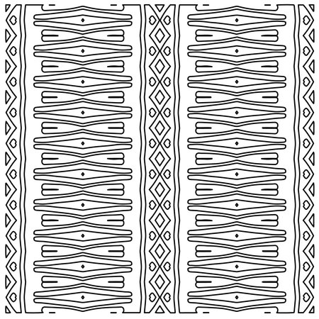Stylish texture with figures from lines.Abstract geometric black and white pattern for web page, textures, card, poster, fabric, textile. Monochrome graphic repeating design.のイラスト素材