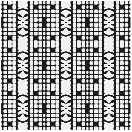 Vector monochrome pattern, Abstract texture for fabric print, card, table cloth, furniture, banner, cover, invitation, decoration, wrapping.seamless repeating pattern.Black and white color.のイラスト素材