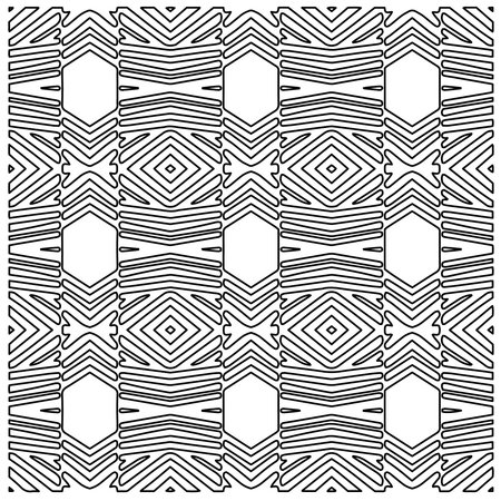 Stylish texture with figures from lines.Abstract geometric black and white pattern for web page, textures, card, poster, fabric, textile. Monochrome graphic repeating design.のイラスト素材