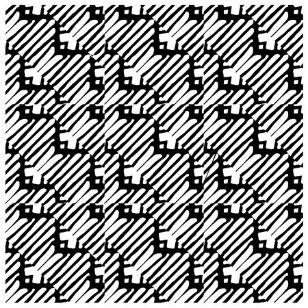 Vector monochrome pattern, Abstract texture for fabric print, card, table cloth, furniture, banner, cover, invitation, decoration, wrapping.seamless repeating pattern.Black and white color.のイラスト素材