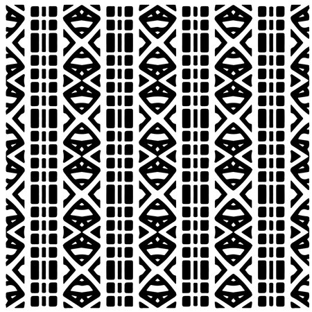 Vector geometric seamless pattern. Minimal ornamental background with abstract shapes. Black and white texture. Simple abstract background. Dark repeat design for decor, fabric, cloth.のイラスト素材