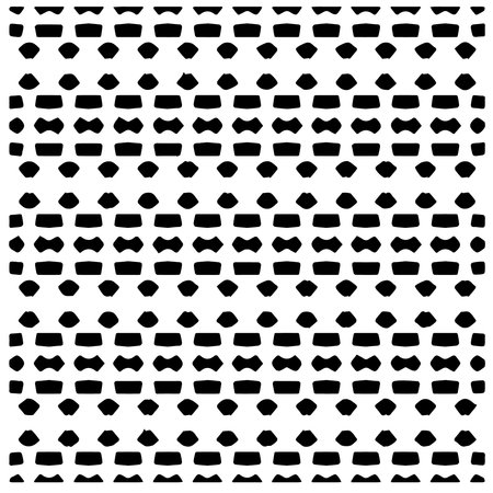 Vector geometric seamless pattern. Minimal ornamental background with abstract shapes. Black and white texture. Simple abstract background. Dark repeat design for decor, fabric, cloth.のイラスト素材