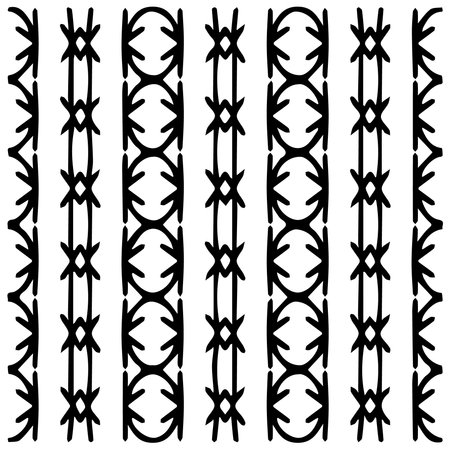 Vector geometric seamless pattern. Minimal ornamental background with abstract shapes. Black and white texture. Simple abstract background. Dark repeat design for decor, fabric, cloth.のイラスト素材