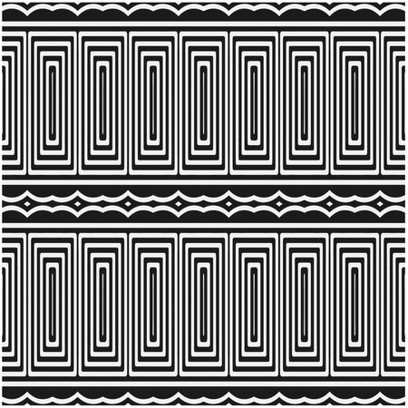 Vector geometric seamless pattern. Ornamental background with abstract shapes. Black and white texture. Abstract background. Repeat design for decor, fabric, cloth.Abstraction art.のイラスト素材