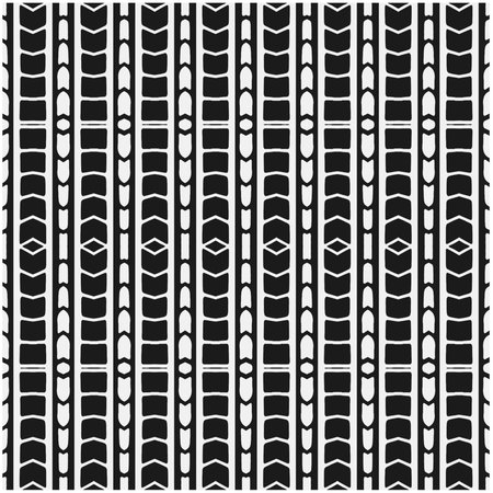 Vector geometric seamless pattern. Ornamental background with abstract shapes. Black and white texture. Abstract background. Repeat design for decor, fabric, cloth.Abstraction art.のイラスト素材