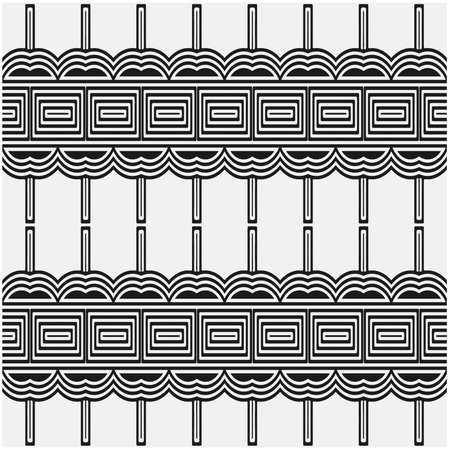 Vector geometric seamless pattern. Ornamental background with abstract shapes. Black and white texture. Abstract background. Repeat design for decor, fabric, cloth.Abstraction art.のイラスト素材