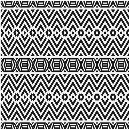 Vector geometric seamless pattern. Ornamental background with abstract shapes. Black and white texture. Abstract background. Repeat design for decor, fabric, cloth.Abstraction art.のイラスト素材