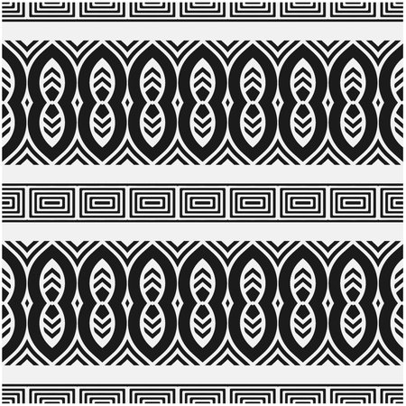 Vector geometric seamless pattern. Ornamental background with abstract shapes. Black and white texture. Abstract background. Repeat design for decor, fabric, cloth.Abstraction art.のイラスト素材