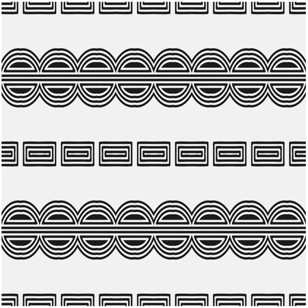 Vector geometric seamless pattern. Ornamental background with abstract shapes. Black and white texture. Abstract background. Repeat design for decor, fabric, cloth.Abstraction art.のイラスト素材