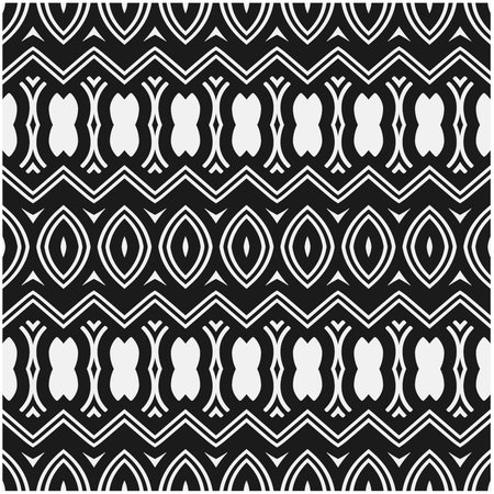 Vector geometric seamless pattern. Ornamental background with abstract shapes. Black and white texture. Abstract background. Repeat design for decor, fabric, cloth.Abstraction art.のイラスト素材