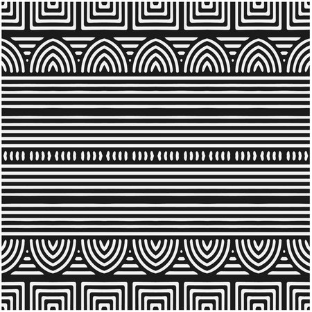 Vector geometric seamless pattern. Ornamental background with abstract shapes. Black and white texture. Abstract background. Repeat design for decor, fabric, cloth.Abstraction art.のイラスト素材