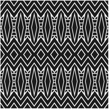 Vector geometric seamless pattern. Ornamental background with abstract shapes. Black and white texture. Abstract background. Repeat design for decor, fabric, cloth.Abstraction art.のイラスト素材