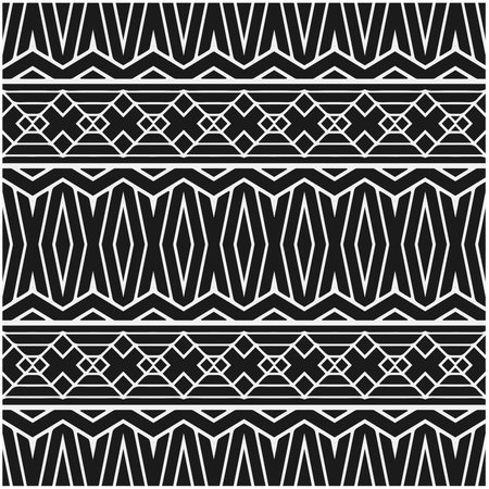Vector geometric seamless pattern. Ornamental background with abstract shapes. Black and white texture. Abstract background. Repeat design for decor, fabric, cloth.Abstraction art.のイラスト素材